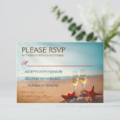 Bruiloft RSVP Sunset Beach Romantisch Kaartje (Staand voorkant)