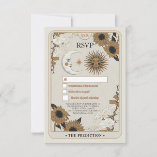 Bruiloft RSVP Tarot Moon Stars Uitgelijnd Reageer Kaart