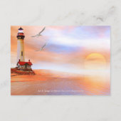 Bruiloft RSVP uitnodiging met strandvuurtoren (Achterkant)