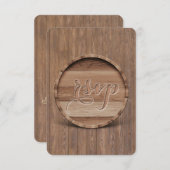 Bruiloft RSVP van een ruw gesneden houten vat (Voorkant / Achterkant)