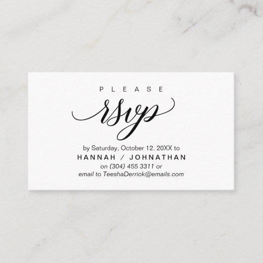 Bruiloft RSVP via telefoon of e-mail reageren Informatiekaartje (Voorkant)