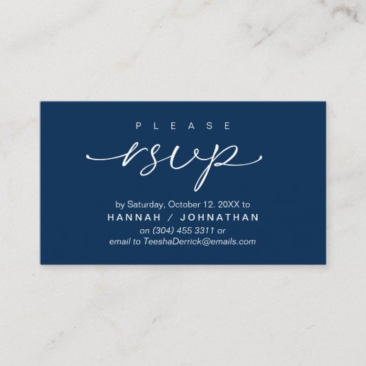 Bruiloft RSVP via telefoon of e-mail reageren Informatiekaartje (Voorkant)