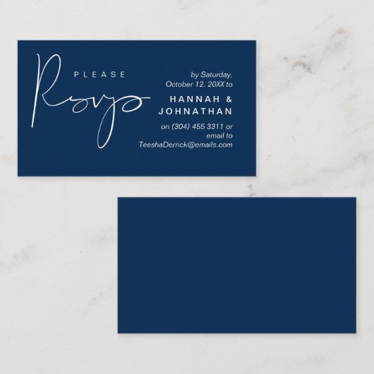 Bruiloft RSVP via telefoon of e-mail reageren Informatiekaartje (Voorkant / Achterkant)