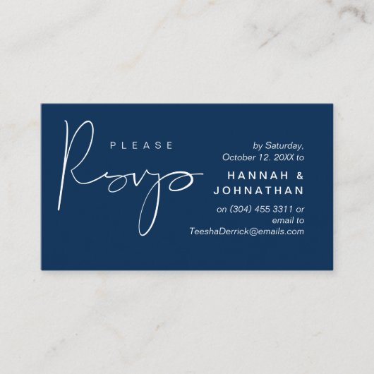 Bruiloft RSVP via telefoon of e-mail reageren Informatiekaartje (Voorkant)