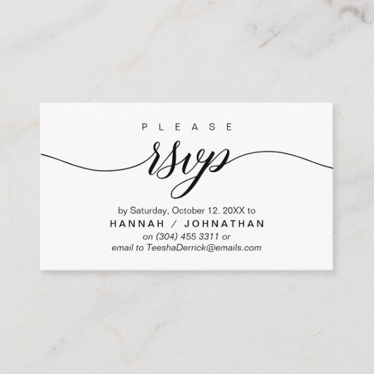 Bruiloft RSVP via telefoon of e-mail reageren Informatiekaartje (Voorkant)