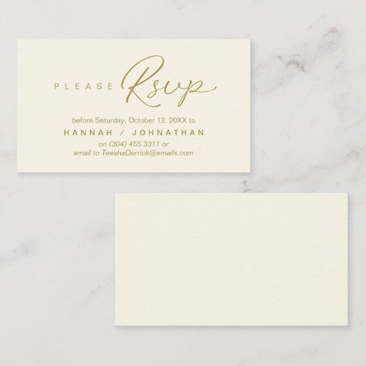 Bruiloft RSVP via telefoon of e-mail reageren Informatiekaartje (Voorkant / Achterkant)