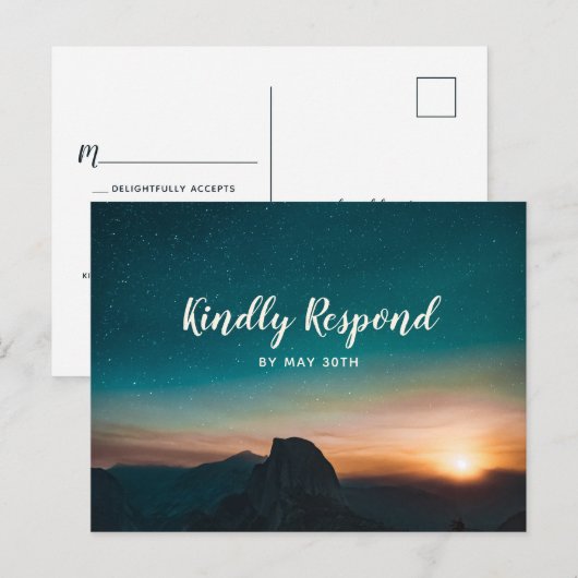 Bruiloft RSVP voor een moderne sterrenhemel en ber Uitnodiging Briefkaart (Voorkant / Achterkant)