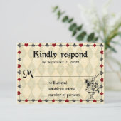 Bruiloft RSVP vriendelijk reageren, Alice in Wonde (Staand voorkant)