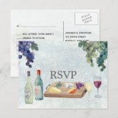 Bruiloft RSVP Wijnproeverij Briefkaart (Voorkant / Achterkant)