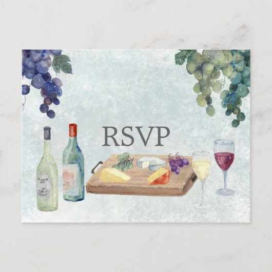 Bruiloft RSVP Wijnproeverij Briefkaart (Voorkant)