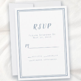 Bruiloft RSVP Wit & Stofblauw Eenvoudig Minimalist