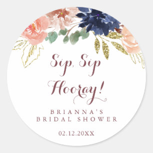 Bruiloft Rustic Goud Bladeren Sip Sip Hooray Ronde Sticker