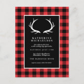 BRUILOFT | Rustic Herten Buffalo Geruit Briefkaart (Voorkant)