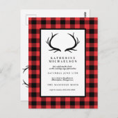 BRUILOFT | Rustic Herten Buffalo Geruit Briefkaart (Voorkant / Achterkant)
