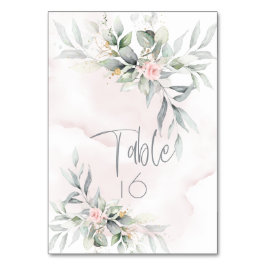 Bruiloft | Rustic Pink Floral Bleek Sage Greenery Kaart