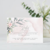 Bruiloft | Rustic Woodland Pink Floral Spray RSVP Kaartje (Staand voorkant)