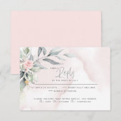 Bruiloft | Rustic Woodland Pink Floral Spray RSVP Kaartje (Voorkant / Achterkant)