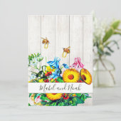 Bruiloft Rustieke Bloemen Honing Bijen Goud Eco Kaart (Staand voorkant)