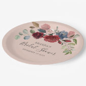 Bruiloft Rustieke Bourgondië Florale Maatwerk Papieren Bordje (Gekanteld)
