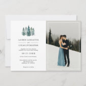 Bruiloft rustieke dennenbomen diep donker groen | kaart (Voorkant)