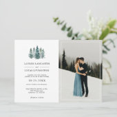 Bruiloft rustieke dennenbomen diep donker groen | kaart (Staand voorkant)