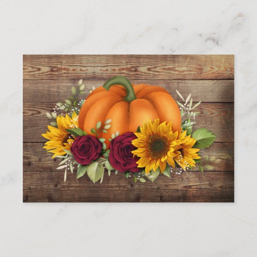 Bruiloft Rustieke Herfst Bloemen Details Kaart (Achterkant)