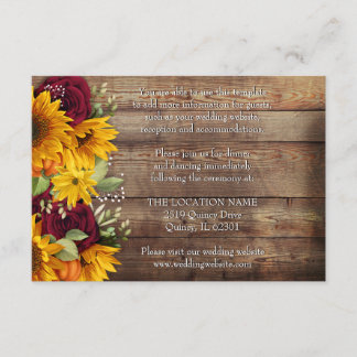 Bruiloft Rustieke Herfst Bloemen Details Kaart