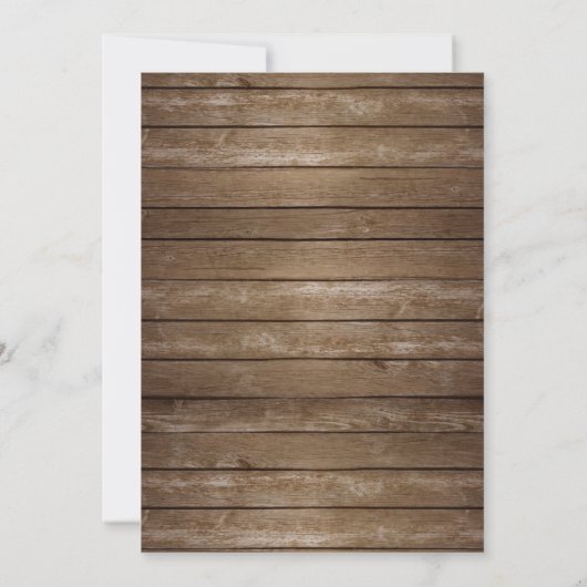 Bruiloft rustieke hout witte kant string lichten kaart (Achterkant)