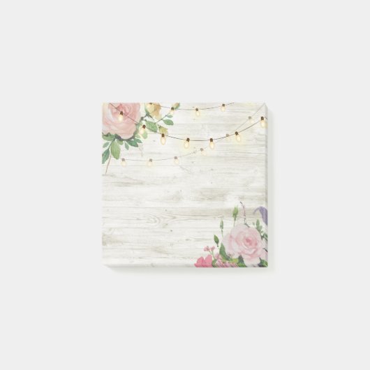 Bruiloft Rustieke Houten Aquarel Bloem Slinger Lic Post-it® Notes (Voorkant)