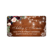 Bruiloft Rustieke Houten Kruik Lichten Kant Bloeme Etiket (Voorkant)