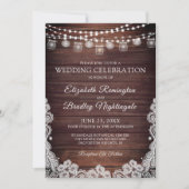 Bruiloft Rustieke Houten Lichten Mason Jars Kant I Kaart (Voorkant)