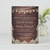 Bruiloft Rustieke Houten Lichten Mason Jars Kant Kaart (Staand voorkant)