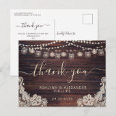 Bruiloft rustieke houten lichten potten kant dank  briefkaart (Voorkant / Achterkant)