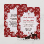 Bruiloft | Rustieke rode jute | Sneeuwvlokken | He RSVP Kaartje (Voorkant / Achterkant)