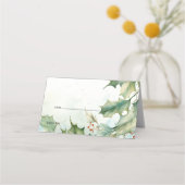 Bruiloft | Rustieke Winter Holly en bessen Plaatskaartje (Voorkant)