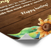 Bruiloft Rustieke Zonnebloem Bruidsjacht Poster (Hoek)