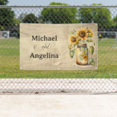 Bruiloft rustieke zonnebloem op houten achtergrond spandoek (Insitu)