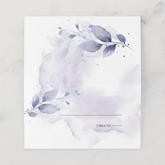Bruiloft | Rustige Waterverf Plum Paars Plaatskaartje (Buitenkant ongevouwen)