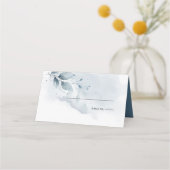 Bruiloft | Rustige Waterverf — Stustblauw olievlek Plaatskaartje (Voorkant)