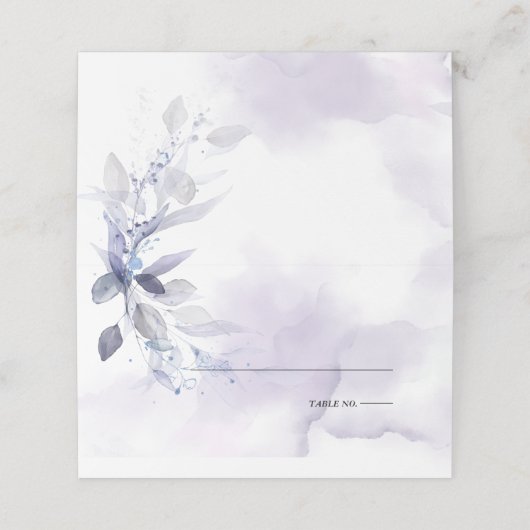 Bruiloft | Rustige Waterverf Violet Foliage Plaatskaartje (Buitenkant ongevouwen)