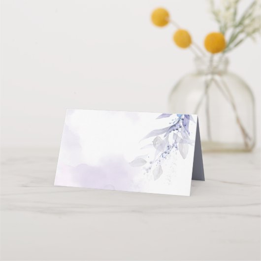 Bruiloft | Rustige Waterverf Violet Foliage Plaatskaartje (Achterkant)