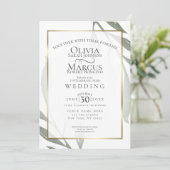 Bruiloft | Sage Green Olive Branch Waterverf Leaf Kaart (Staand voorkant)