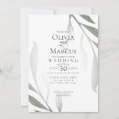 Bruiloft | Sage Green Olive Branch Waterverf Leaf Kaart (Voorkant)