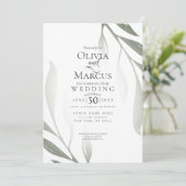 Bruiloft | Sage Green Olive Branch Waterverf Leaf Kaart (Staand voorkant)