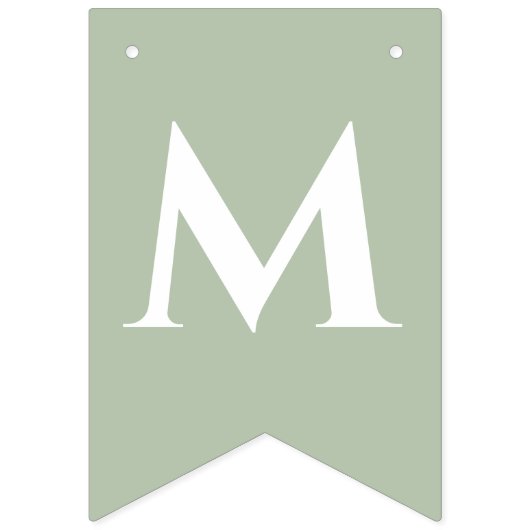 Bruiloft Sage Groen 7 Letter Naam Mr & Mrs Hearts Vlaggetjes (Tweede vlag)