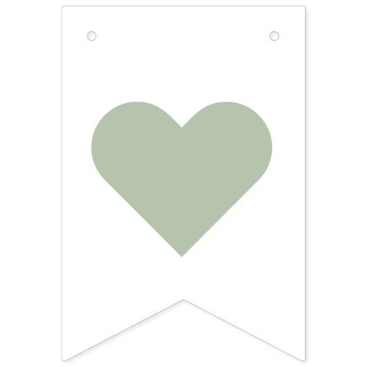 Bruiloft Sage Groen 7 Letter Naam Mr & Mrs Hearts Vlaggetjes (Eerste vlag)
