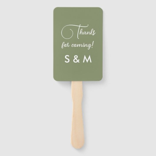 Bruiloft Sage Groene Ceremonie Fans Handwaaier (Achterkant)