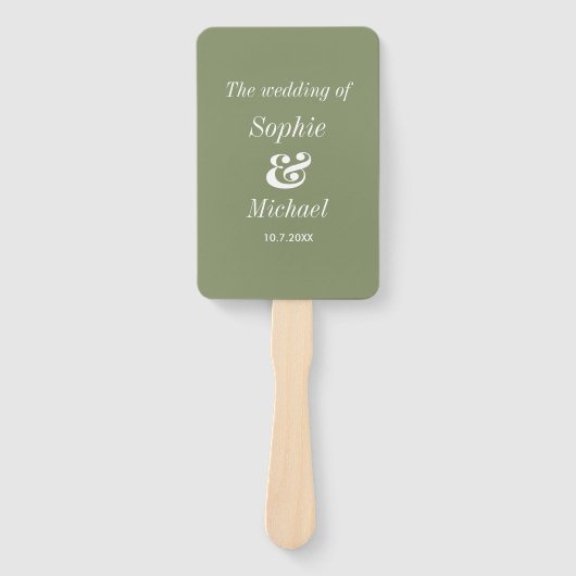 Bruiloft Sage Groene Ceremonie Fans Handwaaier (Voorkant)