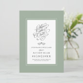 Bruiloft Sage Groene Kalligrafie Printable Digitaa Save The Date (Staand voorkant)