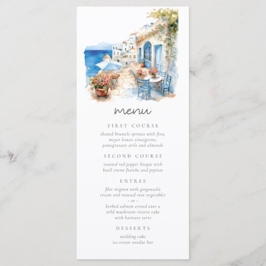 Bruiloft Santorini Griekenland Menu (Voorkant)